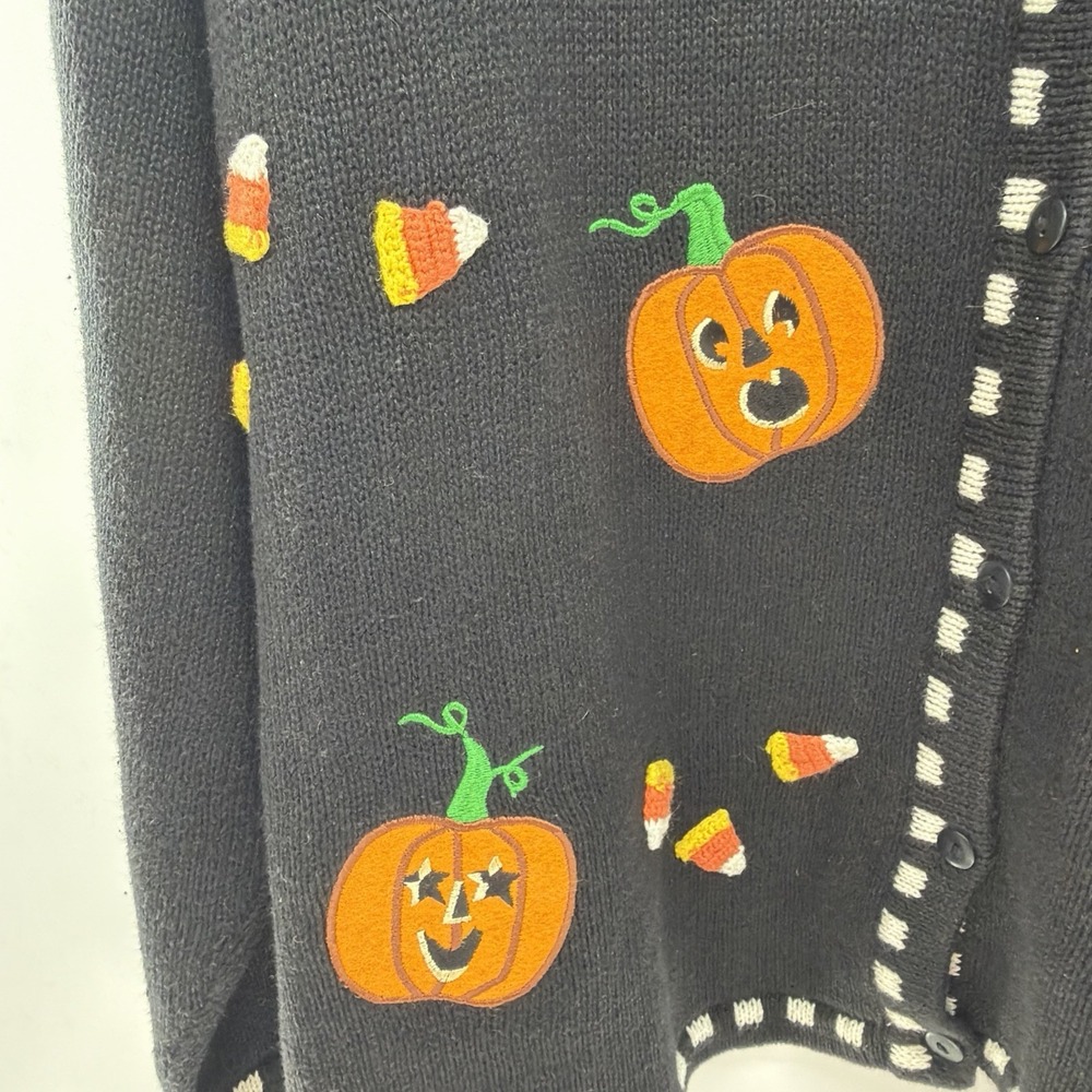The Quacker Factory Sweater Women's Size 3X Black Pumpkin Candy Corn Halloween - Picture 6 of 8